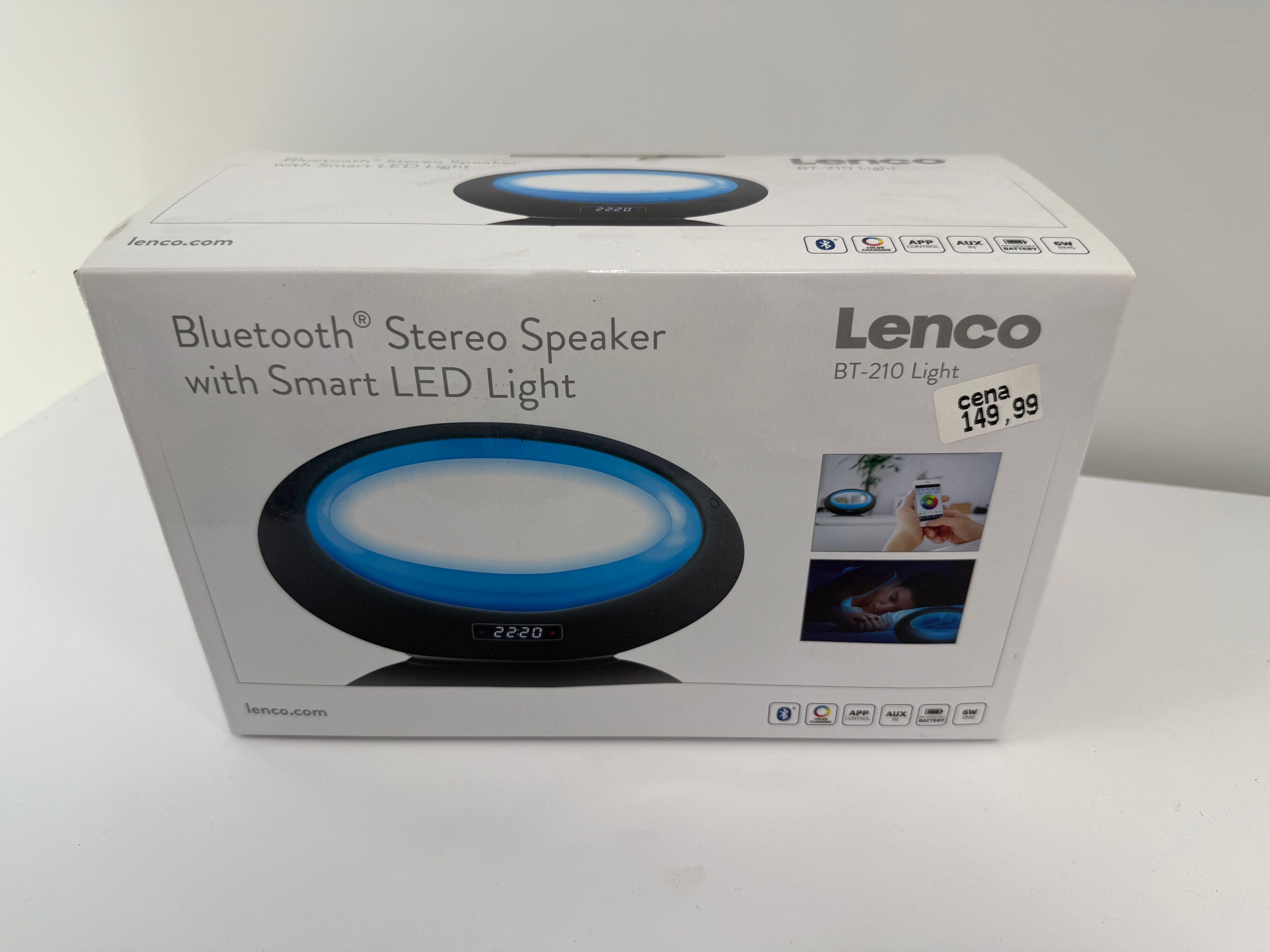 PUDEŁKO Z GŁOŚNIKIEM LENCO BT-210 LIGHT, BLUETOOTH STEREO SPEAKER WITH SMART LED LIGHT