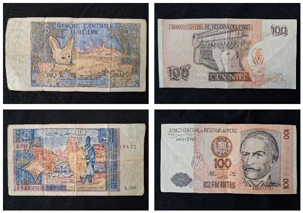 100 intis i 5 dinar awers i rewers