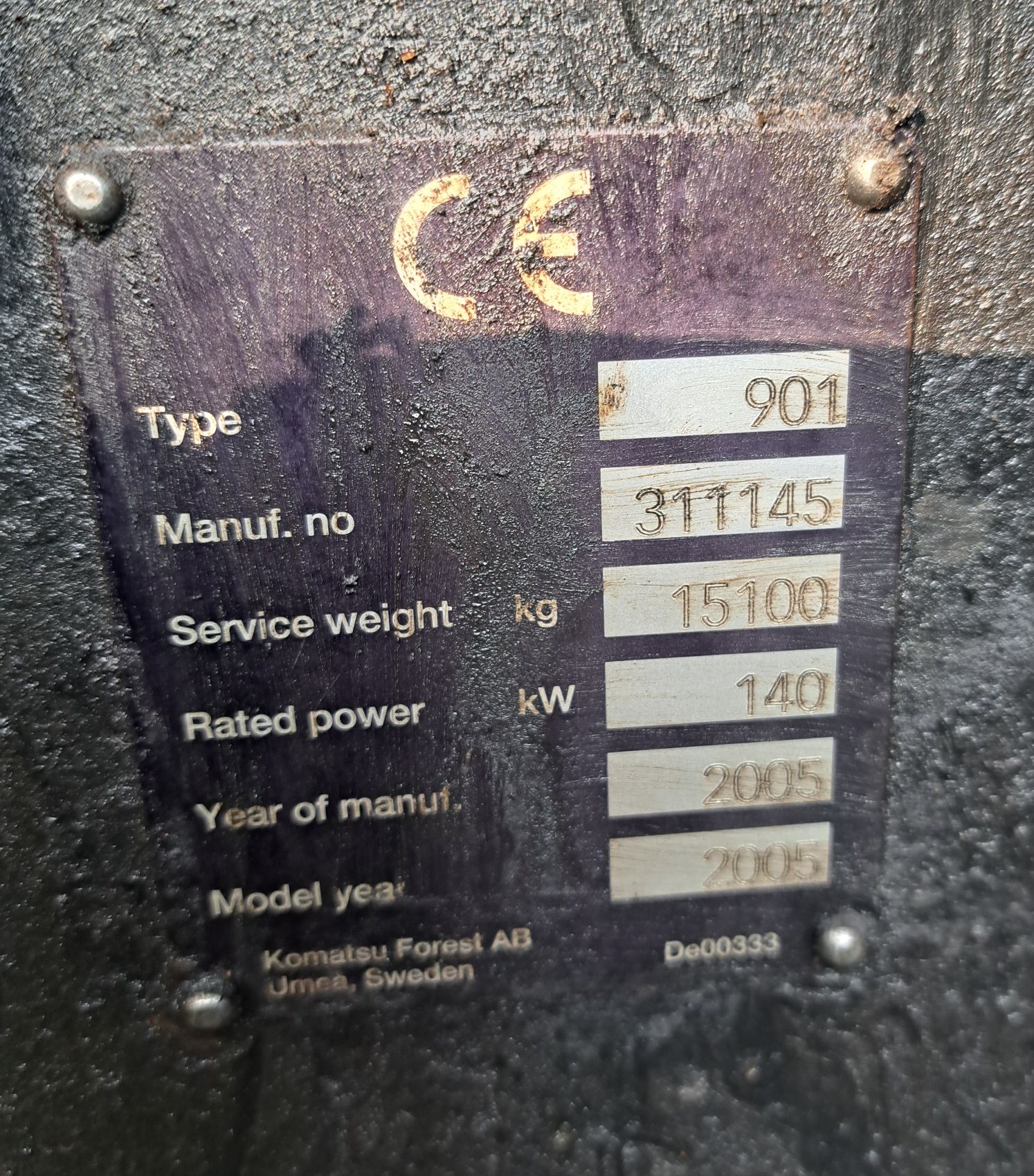 Tabliczka znamionowa maszyny leśnej Harwester Valmet typ 901