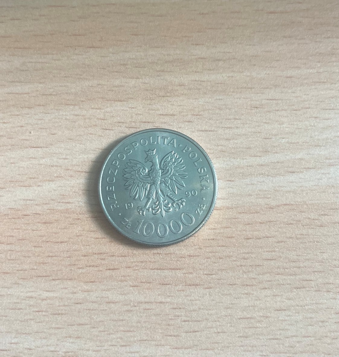 Awers monety 10 000 zł z 1990 r.
