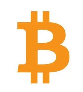 Logo kryptowaluty bitcoin. Wielka, pomarańczowa litera B, przez jej górną i dolną krawędź przechodzą dwie krótkie, linie.