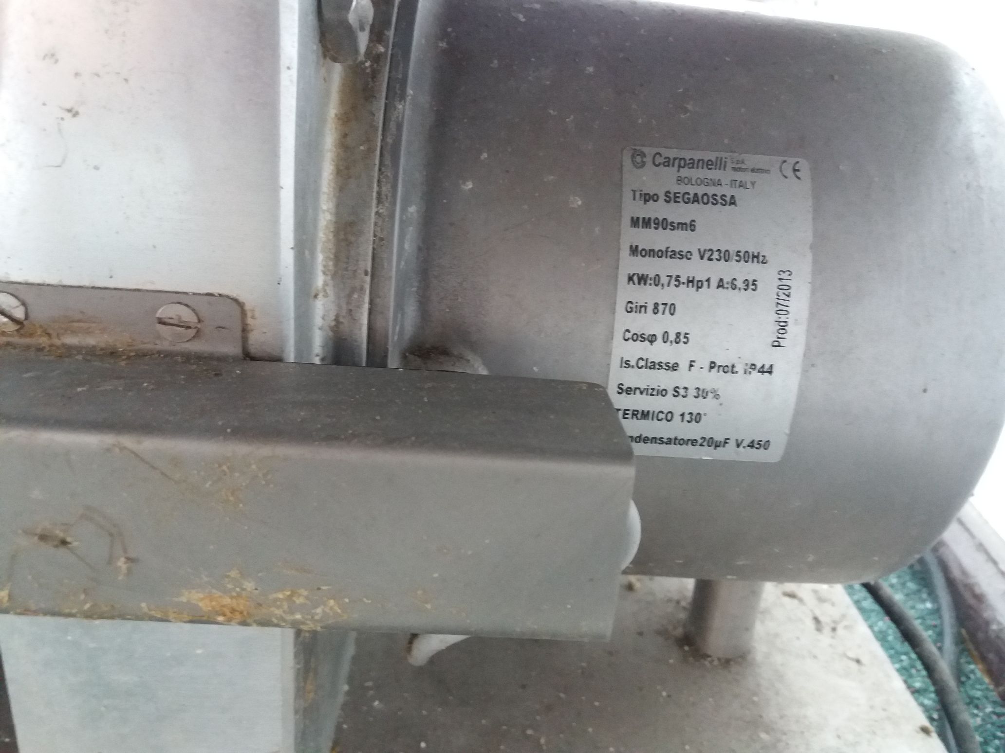 Tabliczka znamionowa piły do mięsa - przecinarka taśmowa do mięsa PM 1550