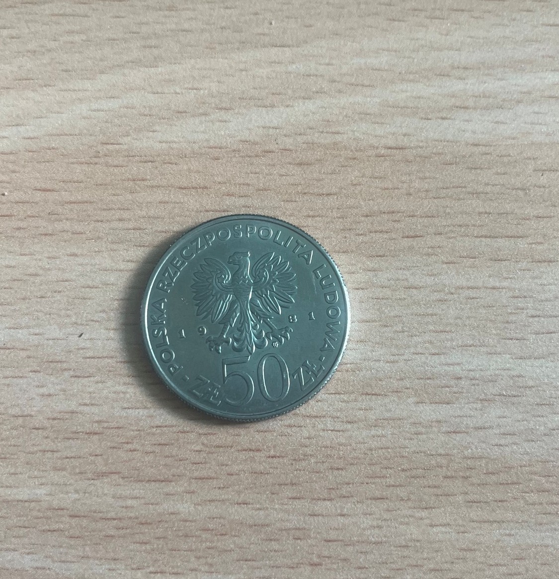 Awers polskiej monety 50 zł z 1981 r.