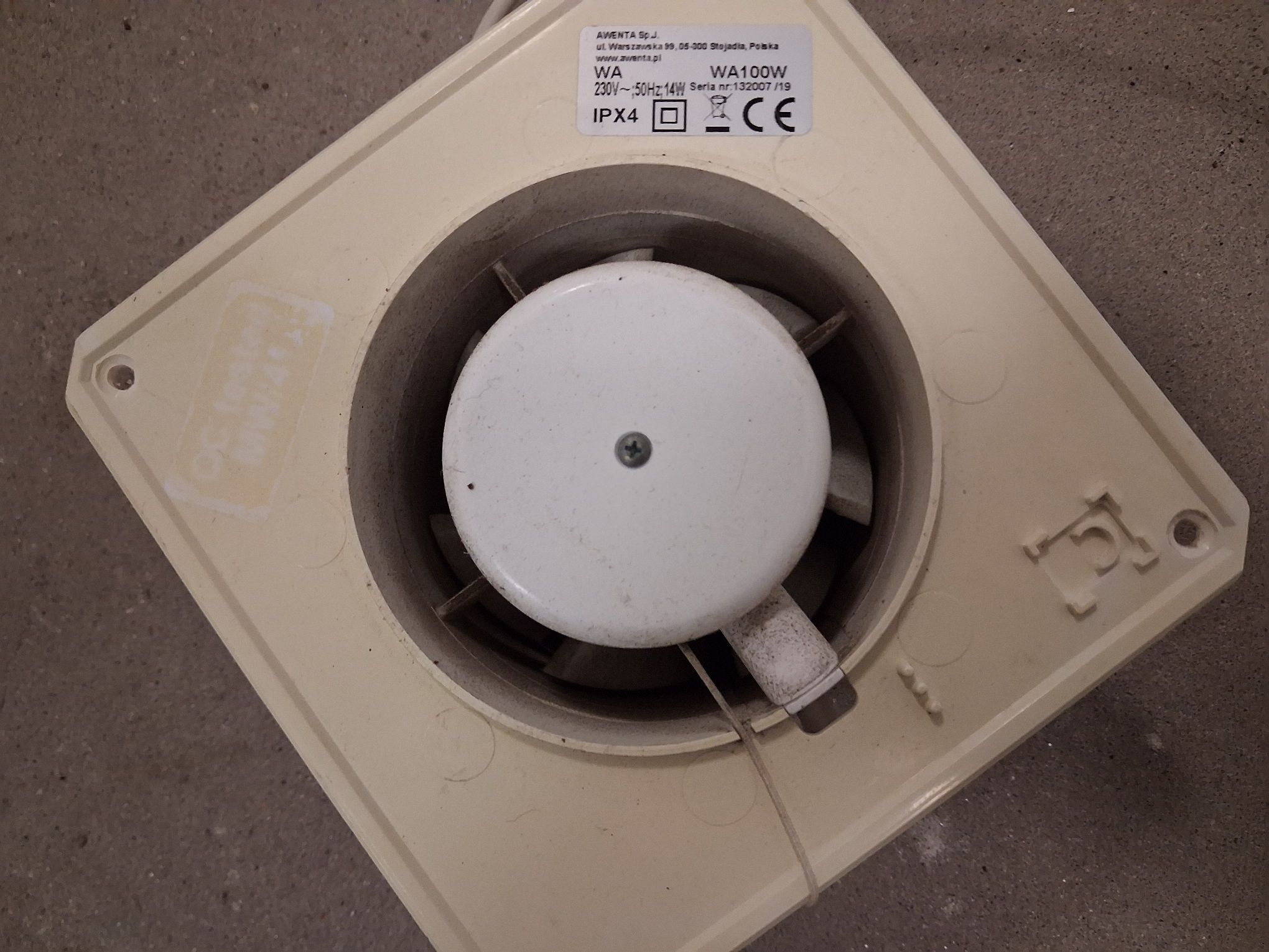tabliczka znamionowa AWENTA WA100W