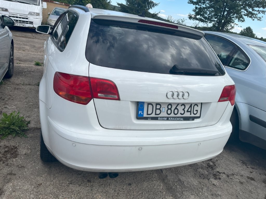 Tył pojazdu z widocznymi lampami, szybą i tablicą rejestracyjną