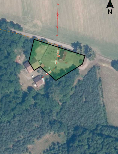 Widok na działkę z góry z serwisu mapowego geoportal krajowy