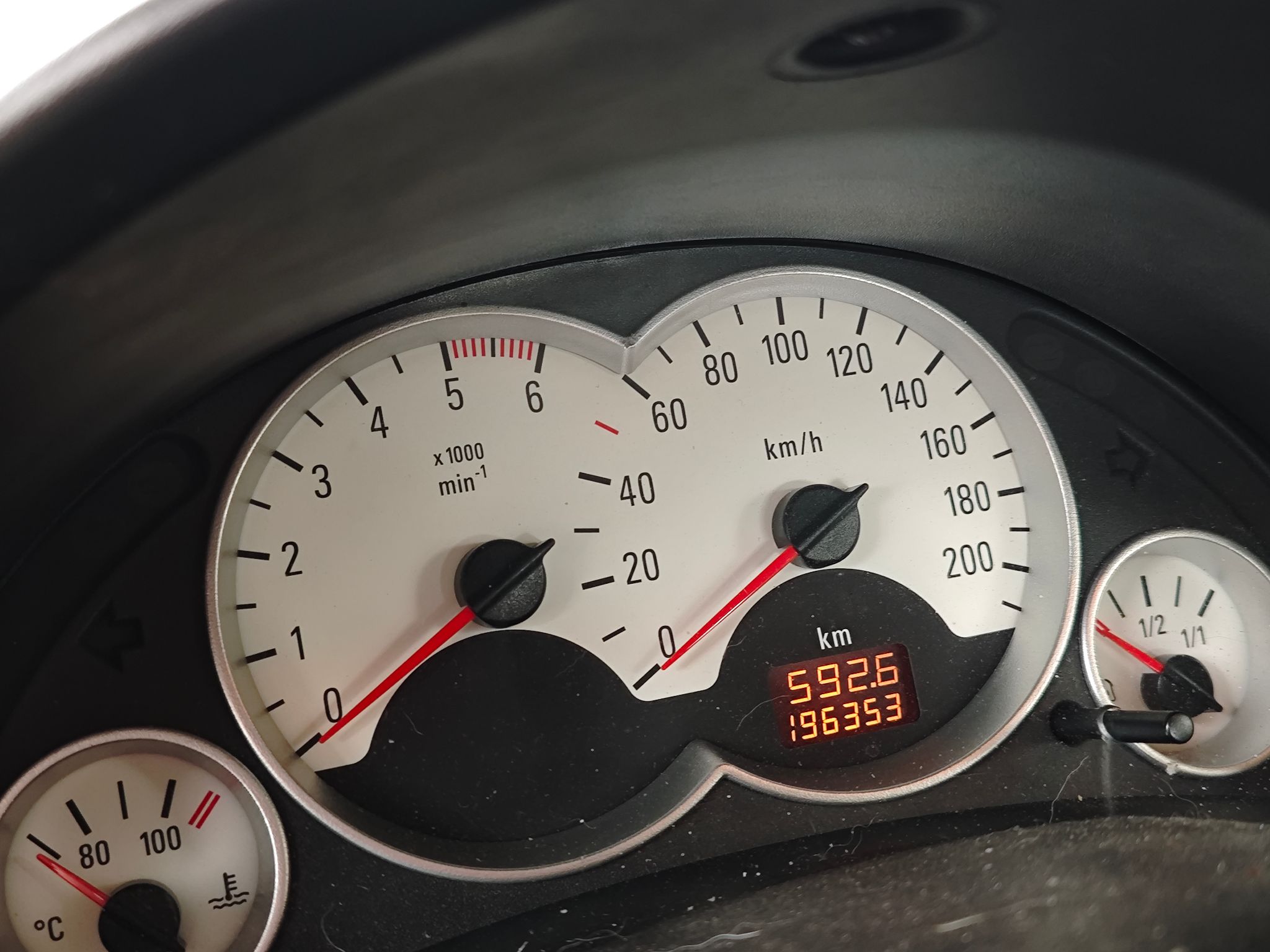 Białe tarcze zegarów deski rozdzielczej Opel Corsa C, przebieg 196353 kilometry