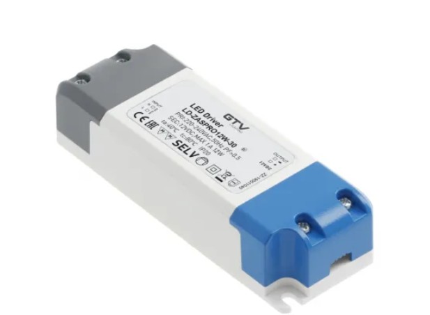 Zasilacz, driver do opraw LED firmy GTV, PRO+ 12 V, moc 30 W.