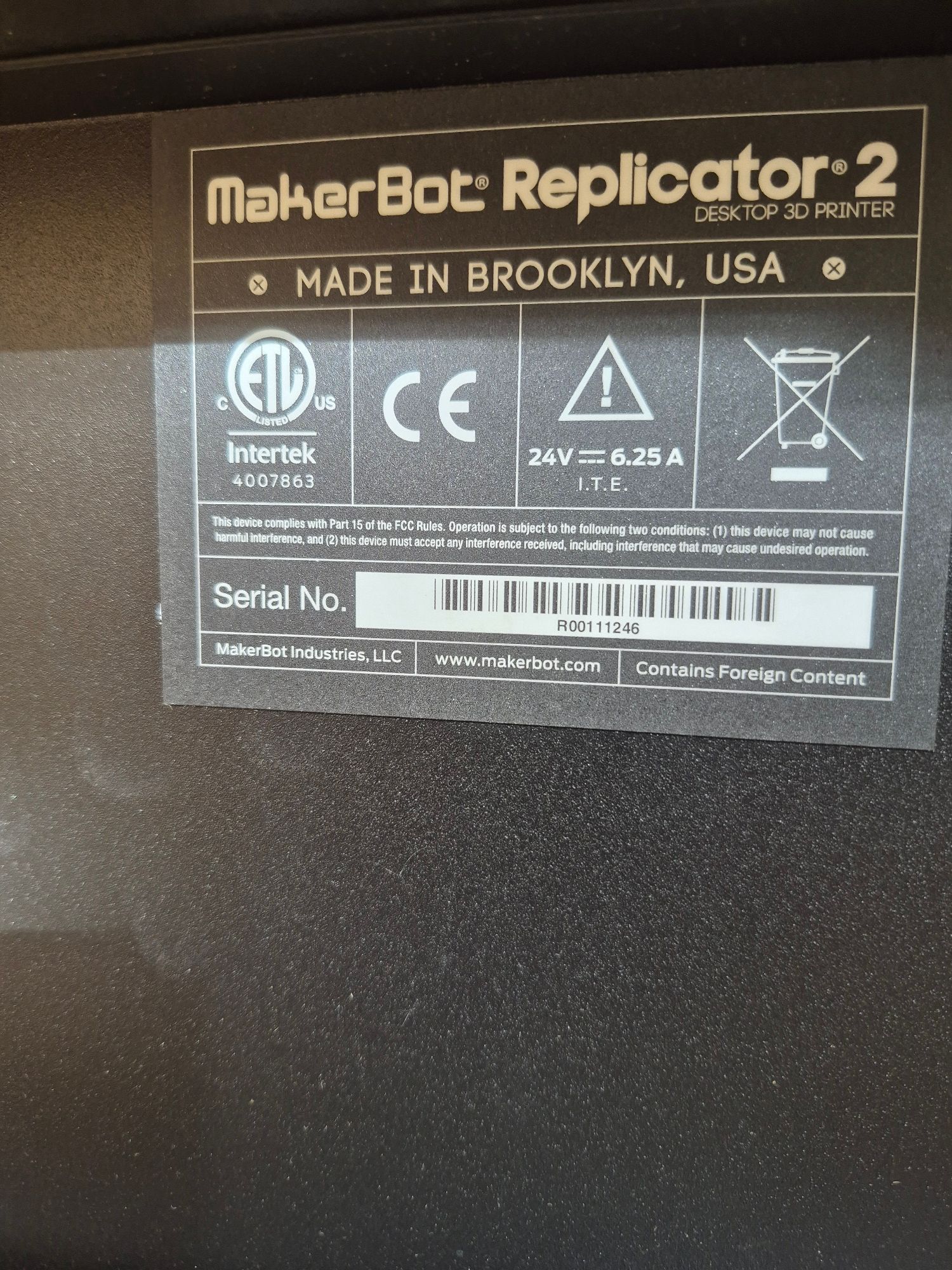 tabliczka znamionowa drukarki 3d