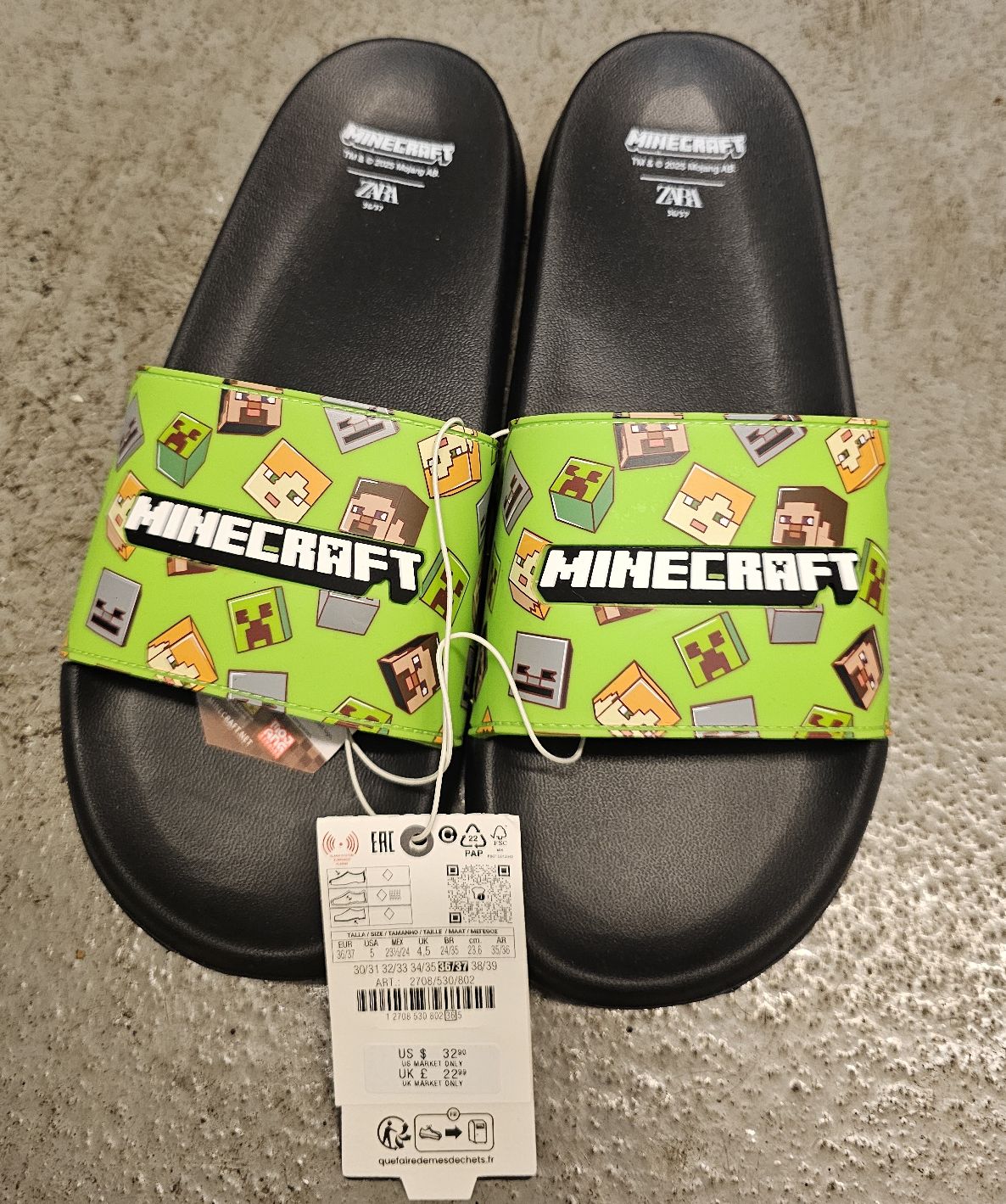 Klapki Minecraft ZARA - zdjęcie przedmiotu