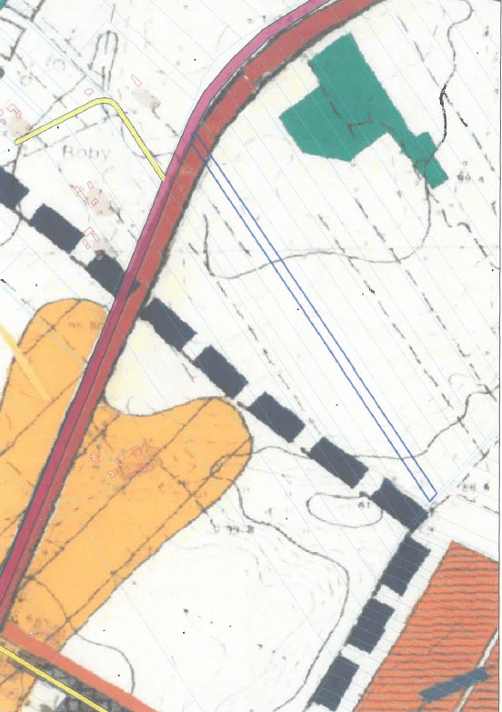 Mapka. Wycinek rysunku studium uwarunkowań i kierunków zagospodarowania przestrzennego