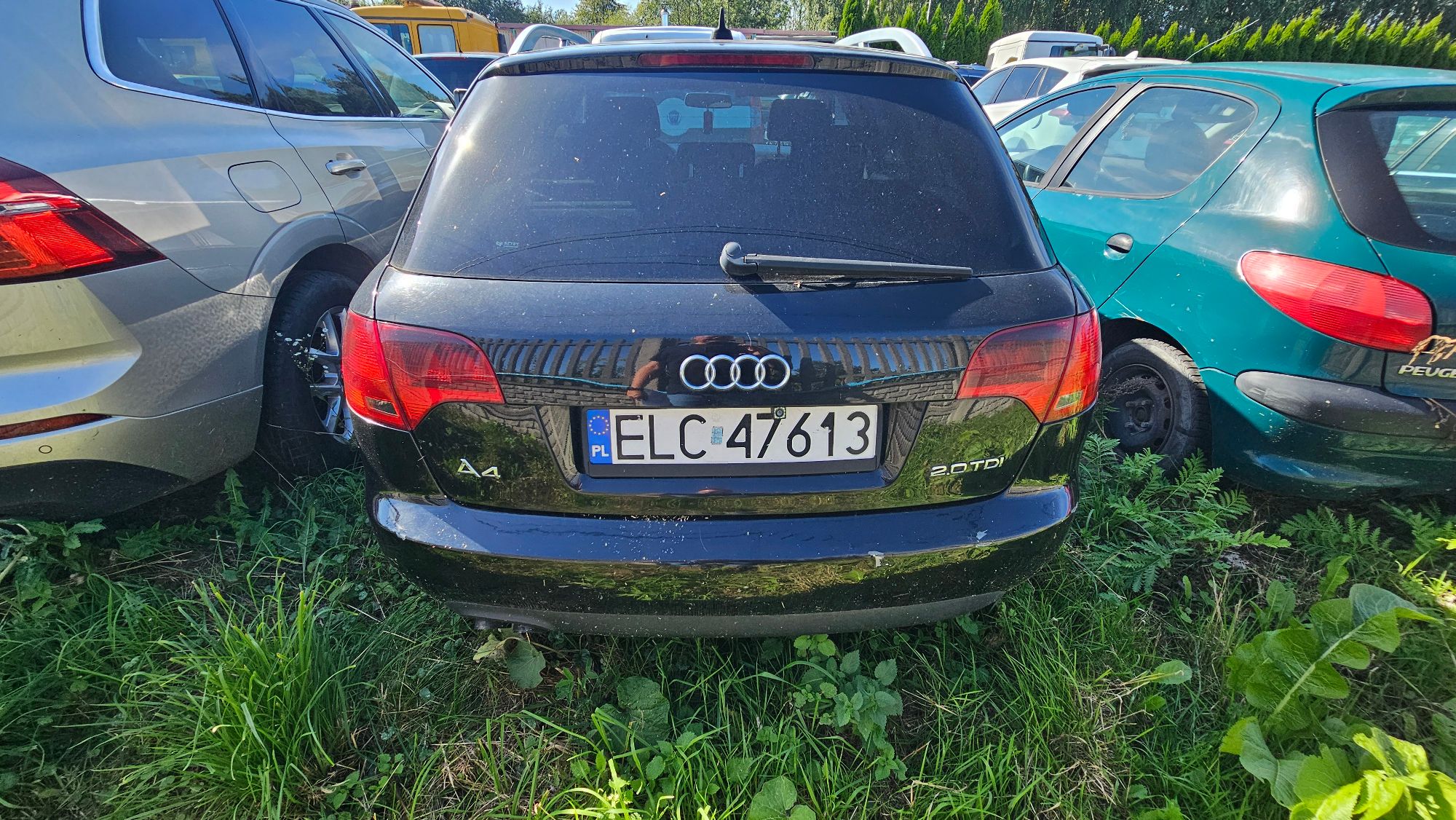 Zdjęcie przedstawia widok na tył czarnego samochodu osobowego 